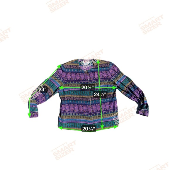 Maggy London 100% Silk Vintage Teal\Purple Embellished Button Up Blouse Size 16 - Picture 4 of 6